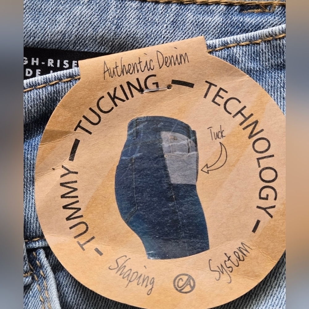 Curve Appeal Women's High Rise Wide Leg Light Blue Jeans Size 4/27.  Nwt - Picture 10 of 13